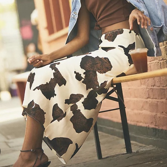 Anthropologie Dresses & Skirts - NWOT By Anthropologie The Tilda Cow Print Slip MIDI Skirt